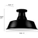 R Series 1 Light 14 inch Satin Black Indoor Semi-Flush Ceiling Light
